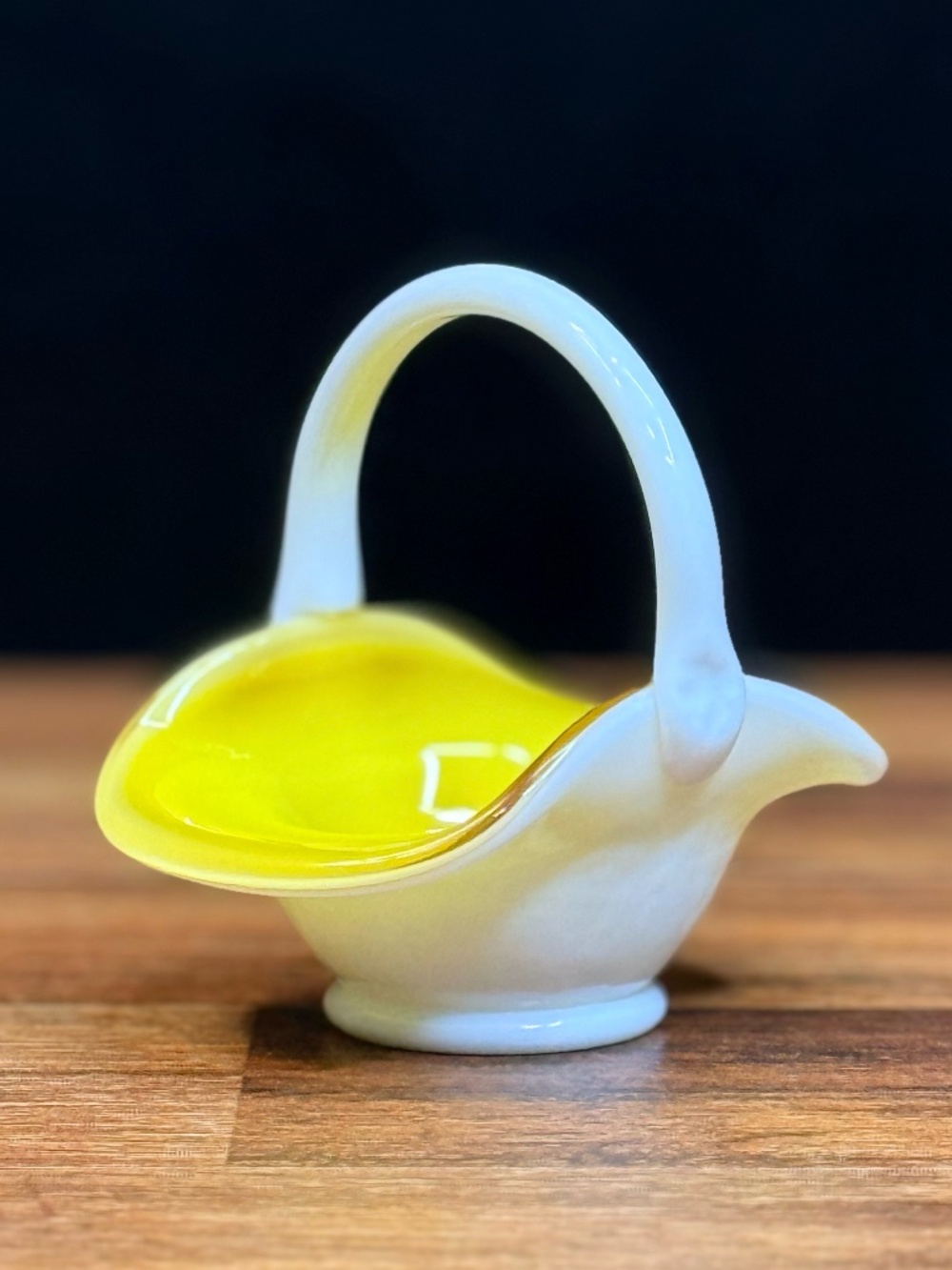 Small White and Yellow Basket